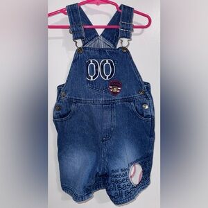 Simply basic vintage Blue Denim Baseball Short Overalls 24 months Y2K